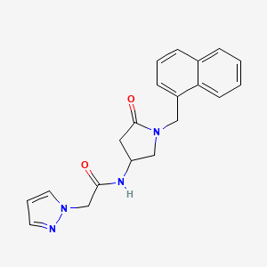 molecular formula C20H20N4O2 B6044150 N-[1-(1-naphthylmethyl)-5-oxo-3-pyrrolidinyl]-2-(1H-pyrazol-1-yl)acetamide 