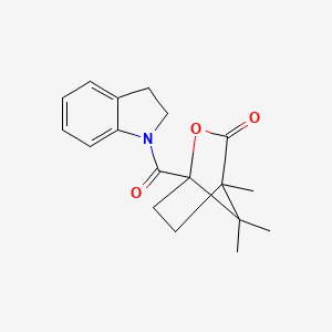 molecular formula C18H21NO3 B6044154 1-(2,3-dihydro-1H-indol-1-ylcarbonyl)-4,7,7-trimethyl-2-oxabicyclo[2.2.1]heptan-3-one 