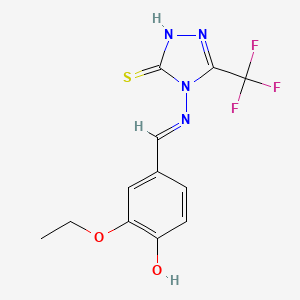 (E)-2-ethoxy-4-(((3-mercapto-5-(trifluoromethyl)-4H-1,2,4-triazol-4-yl)imino)methyl)phenol