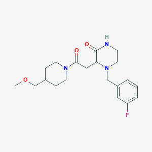molecular formula C20H28FN3O3 B6044178 4-(3-fluorobenzyl)-3-{2-[4-(methoxymethyl)-1-piperidinyl]-2-oxoethyl}-2-piperazinone 