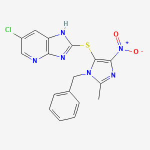 molecular formula C17H13ClN6O2S B6044187 2-[(1-benzyl-2-methyl-4-nitro-1H-imidazol-5-yl)thio]-6-chloro-1H-imidazo[4,5-b]pyridine 