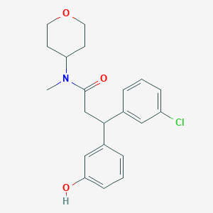 molecular formula C21H24ClNO3 B6044197 3-(3-chlorophenyl)-3-(3-hydroxyphenyl)-N-methyl-N-(tetrahydro-2H-pyran-4-yl)propanamide 