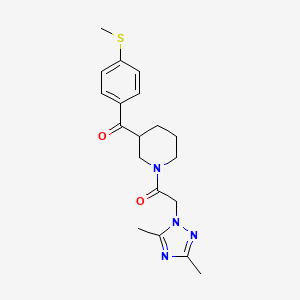 molecular formula C19H24N4O2S B6044215 {1-[(3,5-dimethyl-1H-1,2,4-triazol-1-yl)acetyl]-3-piperidinyl}[4-(methylthio)phenyl]methanone 