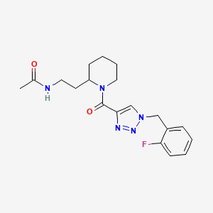 molecular formula C19H24FN5O2 B6044246 N-[2-(1-{[1-(2-fluorobenzyl)-1H-1,2,3-triazol-4-yl]carbonyl}-2-piperidinyl)ethyl]acetamide 