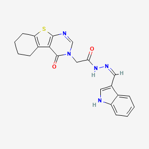 molecular formula C21H19N5O2S B604425 N'-(1H-indol-3-ylmethylene)-2-(4-oxo-5,6,7,8-tetrahydro[1]benzothieno[2,3-d]pyrimidin-3(4H)-yl)acetohydrazide CAS No. 370845-18-4