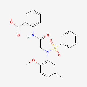 molecular formula C24H24N2O6S B6044289 methyl 2-{[N-(2-methoxy-5-methylphenyl)-N-(phenylsulfonyl)glycyl]amino}benzoate 