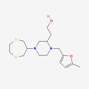 molecular formula C17H28N2O2S2 B6044298 2-{4-(1,4-dithiepan-6-yl)-1-[(5-methyl-2-furyl)methyl]-2-piperazinyl}ethanol 