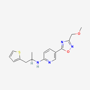 molecular formula C16H18N4O2S B6044321 5-[3-(methoxymethyl)-1,2,4-oxadiazol-5-yl]-N-[1-methyl-2-(2-thienyl)ethyl]-2-pyridinamine 