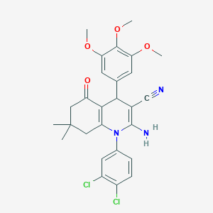 molecular formula C27H27Cl2N3O4 B6044331 2-amino-1-(3,4-dichlorophenyl)-7,7-dimethyl-5-oxo-4-(3,4,5-trimethoxyphenyl)-1,4,5,6,7,8-hexahydroquinoline-3-carbonitrile 