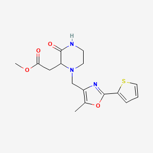 molecular formula C16H19N3O4S B6044342 methyl (1-{[5-methyl-2-(2-thienyl)-1,3-oxazol-4-yl]methyl}-3-oxo-2-piperazinyl)acetate 