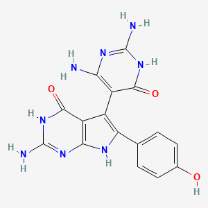 molecular formula C16H14N8O3 B6044355 2-amino-5-(2,4-diamino-6-oxo-1,6-dihydropyrimidin-5-yl)-6-(4-hydroxyphenyl)-3,7-dihydro-4H-pyrrolo[2,3-d]pyrimidin-4-one 