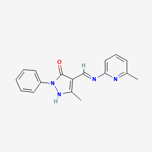 molecular formula C17H16N4O B604436 3-methyl-4-{[(6-methyl-2-pyridinyl)imino]methyl}-1-phenyl-1H-pyrazol-5-ol CAS No. 312310-38-6