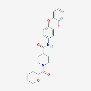 molecular formula C24H27FN2O4 B6044362 N-[4-(2-fluorophenoxy)phenyl]-1-(tetrahydro-2H-pyran-2-ylcarbonyl)-4-piperidinecarboxamide 