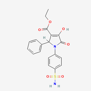 molecular formula C19H18N2O6S B604437 ethyl 1-[4-(aminosulfonyl)phenyl]-4-hydroxy-5-oxo-2-phenyl-2,5-dihydro-1H-pyrrole-3-carboxylate CAS No. 489465-05-6