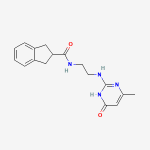 molecular formula C17H20N4O2 B6044390 N-{2-[(4-methyl-6-oxo-1,6-dihydro-2-pyrimidinyl)amino]ethyl}-2-indanecarboxamide 