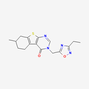 molecular formula C16H18N4O2S B6044391 3-[(3-ethyl-1,2,4-oxadiazol-5-yl)methyl]-7-methyl-5,6,7,8-tetrahydro[1]benzothieno[2,3-d]pyrimidin-4(3H)-one 