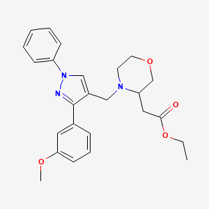 ethyl (4-{[3-(3-methoxyphenyl)-1-phenyl-1H-pyrazol-4-yl]methyl}-3-morpholinyl)acetate