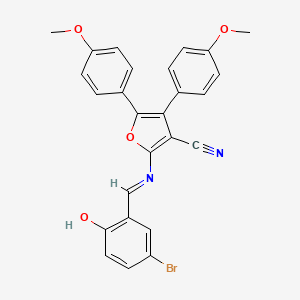 molecular formula C26H19BrN2O4 B604441 2-[(5-Bromo-2-hydroxybenzylidene)amino]-4,5-bis(4-methoxyphenyl)-3-furonitrile CAS No. 312282-49-8