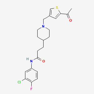 molecular formula C21H24ClFN2O2S B6044464 3-{1-[(5-acetyl-3-thienyl)methyl]-4-piperidinyl}-N-(3-chloro-4-fluorophenyl)propanamide 
