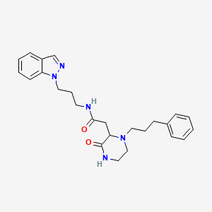 molecular formula C25H31N5O2 B6044483 N-[3-(1H-indazol-1-yl)propyl]-2-[3-oxo-1-(3-phenylpropyl)-2-piperazinyl]acetamide 