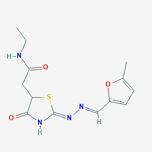 N-ethyl-2-(4-hydroxy-2-{[(5-methyl-2-furyl)methylene]hydrazono}-2,5-dihydro-1,3-thiazol-5-yl)acetamide