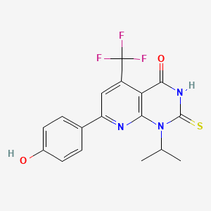 molecular formula C17H14F3N3O2S B6044525 7-(4-hydroxyphenyl)-1-isopropyl-2-mercapto-5-(trifluoromethyl)pyrido[2,3-d]pyrimidin-4(1H)-one 