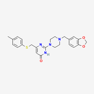 molecular formula C24H26N4O3S B6044550 2-[4-(1,3-benzodioxol-5-ylmethyl)-1-piperazinyl]-6-{[(4-methylphenyl)thio]methyl}-4(3H)-pyrimidinone 