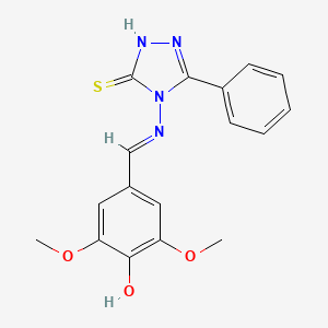2,6-dimethoxy-4-{[(3-phenyl-5-sulfanyl-4H-1,2,4-triazol-4-yl)imino]methyl}phenol