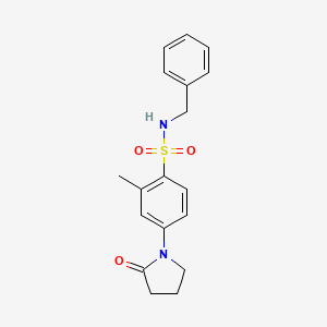 molecular formula C18H20N2O3S B6044610 N-benzyl-2-methyl-4-(2-oxopyrrolidin-1-yl)benzenesulfonamide 