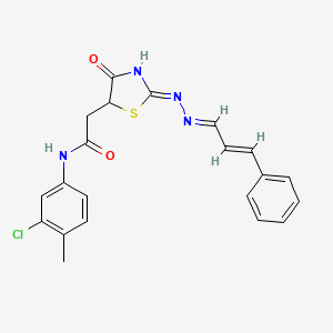 N-(3-chloro-4-methylphenyl)-2-{4-hydroxy-2-[(3-phenyl-2-propen-1-ylidene)hydrazono]-2,5-dihydro-1,3-thiazol-5-yl}acetamide