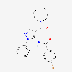 molecular formula C23H23BrN4O2 B6044676 N-[4-(1-azepanylcarbonyl)-1-phenyl-1H-pyrazol-5-yl]-4-bromobenzamide 