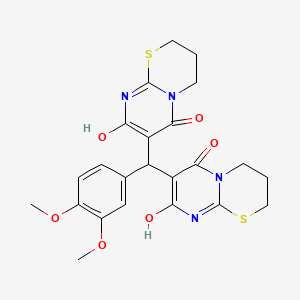 7,7'-[(3,4-dimethoxyphenyl)methanediyl]bis(8-hydroxy-3,4-dihydro-2H,6H-pyrimido[2,1-b][1,3]thiazin-6-one)