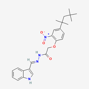 molecular formula C25H30N4O4 B6044713 N'-(1H-indol-3-ylmethylene)-2-[2-nitro-4-(1,1,3,3-tetramethylbutyl)phenoxy]acetohydrazide 