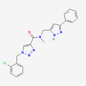 molecular formula C21H19ClN6O B6044757 1-(2-chlorobenzyl)-N-methyl-N-[(5-phenyl-1H-pyrazol-3-yl)methyl]-1H-1,2,3-triazole-4-carboxamide 
