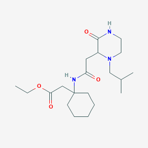 molecular formula C20H35N3O4 B6044766 ethyl (1-{[(1-isobutyl-3-oxo-2-piperazinyl)acetyl]amino}cyclohexyl)acetate 