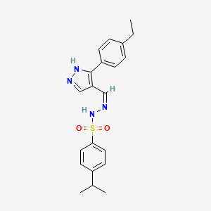 molecular formula C21H24N4O2S B6044801 N'-{[3-(4-ethylphenyl)-1H-pyrazol-4-yl]methylene}-4-isopropylbenzenesulfonohydrazide 