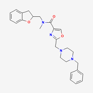 molecular formula C26H30N4O3 B6044807 2-[(4-benzyl-1-piperazinyl)methyl]-N-(2,3-dihydro-1-benzofuran-2-ylmethyl)-N-methyl-1,3-oxazole-4-carboxamide 
