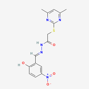 molecular formula C15H15N5O4S B6044839 2-[(4,6-dimethyl-2-pyrimidinyl)thio]-N'-(2-hydroxy-5-nitrobenzylidene)acetohydrazide 