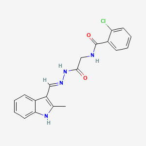 molecular formula C19H17ClN4O2 B604484 2-chloro-N-(2-{2-[(2-methyl-1H-indol-3-yl)methylene]hydrazino}-2-oxoethyl)benzamide CAS No. 331243-49-3