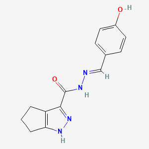 molecular formula C14H14N4O2 B604485 N'-[(E)-(4-hydroxyphenyl)methylidene]-1,4,5,6-tetrahydrocyclopenta[c]pyrazole-3-carbohydrazide CAS No. 1477482-85-1