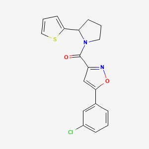 molecular formula C18H15ClN2O2S B6044863 5-(3-chlorophenyl)-3-{[2-(2-thienyl)-1-pyrrolidinyl]carbonyl}isoxazole 