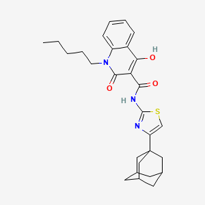 molecular formula C28H33N3O3S B604490 N-[4-(1-adamantyl)-1,3-thiazol-2-yl]-4-hydroxy-2-oxo-1-pentyl-1,2-dihydro-3-quinolinecarboxamide CAS No. 301355-24-8