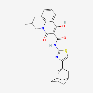 molecular formula C27H31N3O3S B604491 N-[4-(1-adamantyl)-1,3-thiazol-2-yl]-4-hydroxy-1-isobutyl-2-oxo-1,2-dihydro-3-quinolinecarboxamide CAS No. 331260-25-4