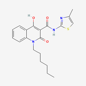 molecular formula C20H23N3O3S B604492 1-hexyl-4-hydroxy-N-(4-methyl-1,3-thiazol-2-yl)-2-oxo-1,2-dihydro-3-quinolinecarboxamide CAS No. 280112-16-5