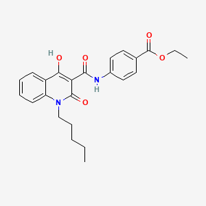 molecular formula C24H26N2O5 B604494 Ethyl 4-{[(4-hydroxy-2-oxo-1-pentyl-1,2-dihydro-3-quinolinyl)carbonyl]amino}benzoate CAS No. 368434-31-5
