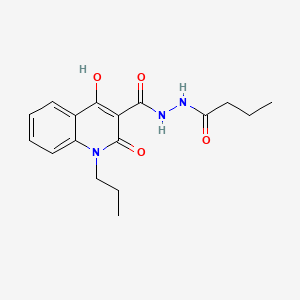 molecular formula C17H21N3O4 B604497 N'-butyryl-4-hydroxy-2-oxo-1-propyl-1,2-dihydro-3-quinolinecarbohydrazide CAS No. 443903-80-8