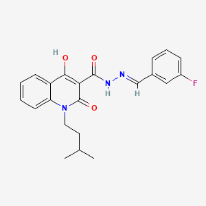 N-[(3-fluorobenzylidene)amino]-2-hydroxy-1-isoamyl-4-keto-quinoline-3-carboxamide