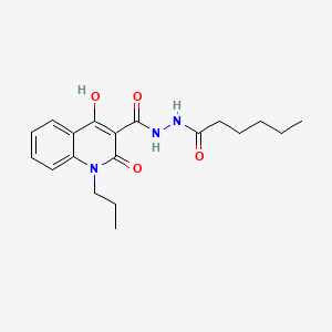 molecular formula C19H25N3O4 B604500 N'-hexanoyl-4-hydroxy-2-oxo-1-propyl-1,2-dihydro-3-quinolinecarbohydrazide CAS No. 368434-57-5