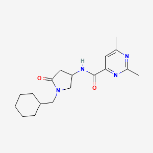 molecular formula C18H26N4O2 B6045014 N-[1-(cyclohexylmethyl)-5-oxo-3-pyrrolidinyl]-2,6-dimethyl-4-pyrimidinecarboxamide 