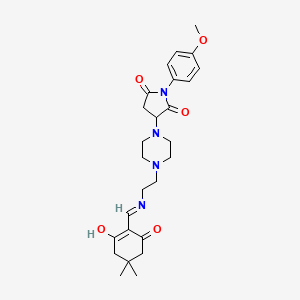 molecular formula C26H34N4O5 B6045021 3-[4-(2-{[(4,4-dimethyl-2,6-dioxocyclohexylidene)methyl]amino}ethyl)-1-piperazinyl]-1-(4-methoxyphenyl)-2,5-pyrrolidinedione 